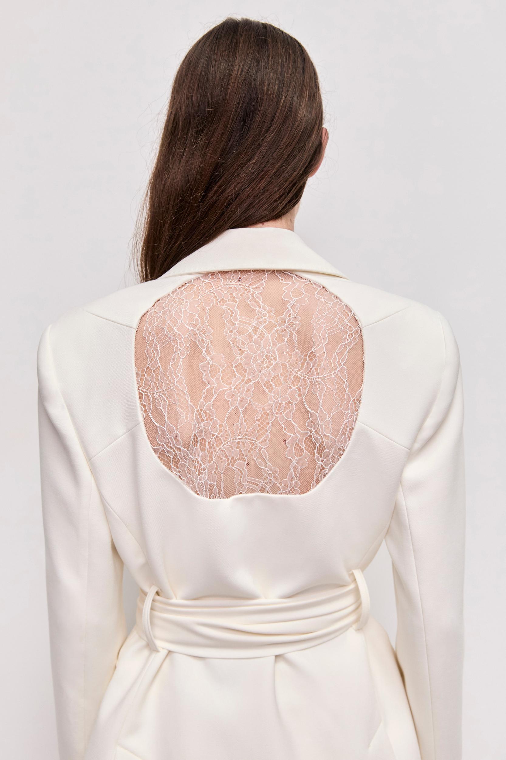 Simone Lace Back Blazer-IVORY / 4 Product Image