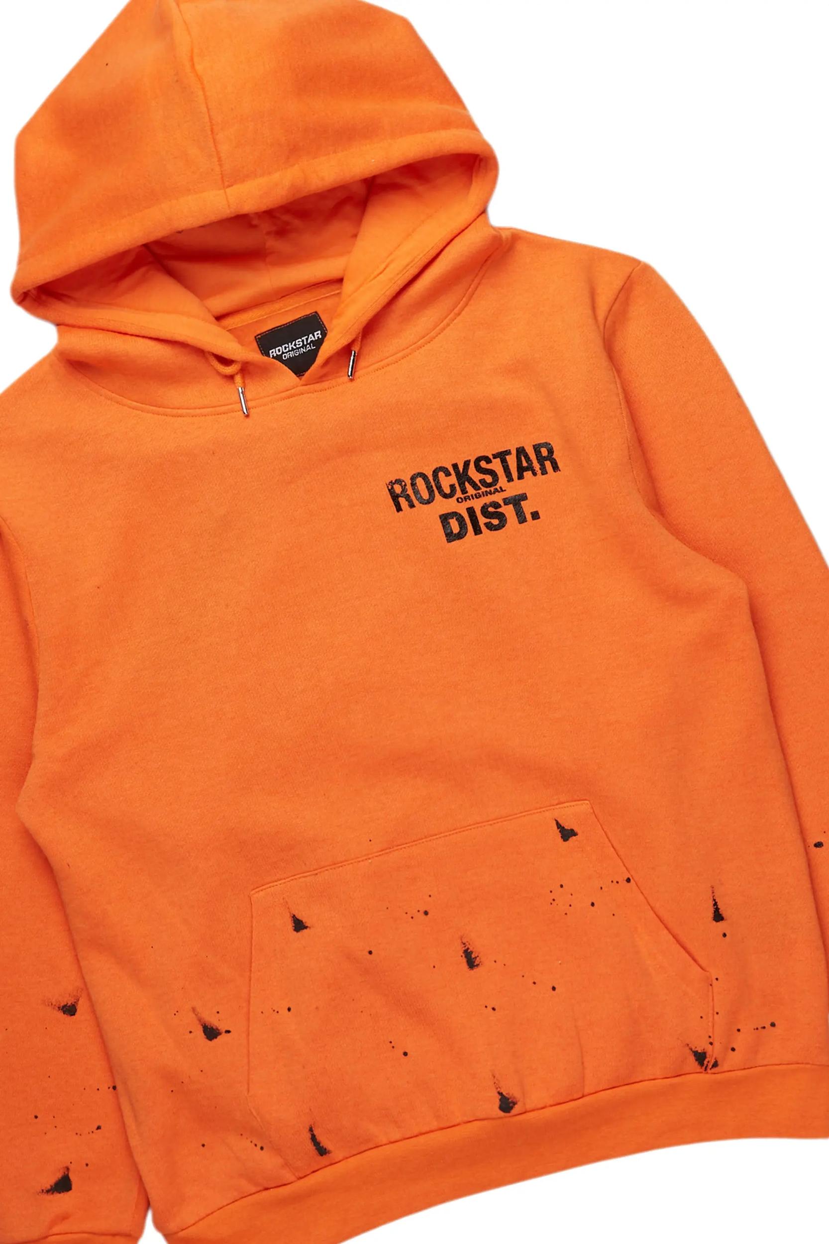 Raffer Orange Hoodie/Stacked Flare Pant Set Male Product Image