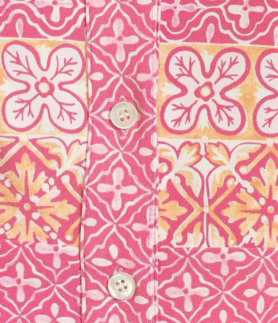 J.McLaughlin Kailyn Printed Knit Point Collar 3/4 Sleeve Button Front Dress Product Image