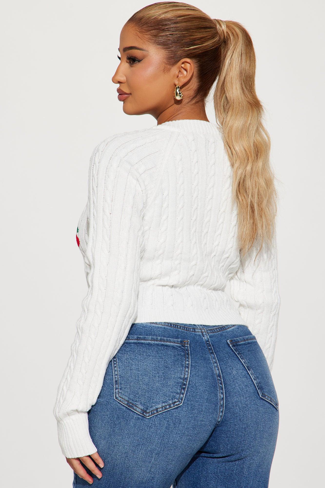 Cherry Season Cardigan - Ivory/combo Product Image