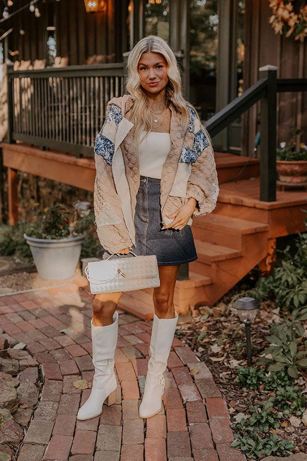 Cozy Couture Quilted Jacket in Warm Taupe Product Image