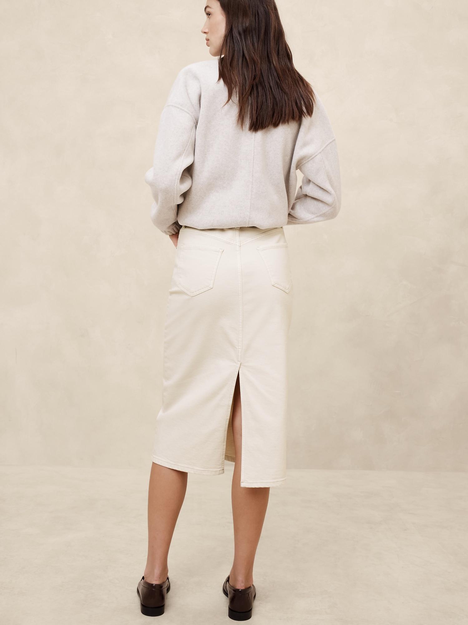 Denim Midi Pencil Skirt Product Image