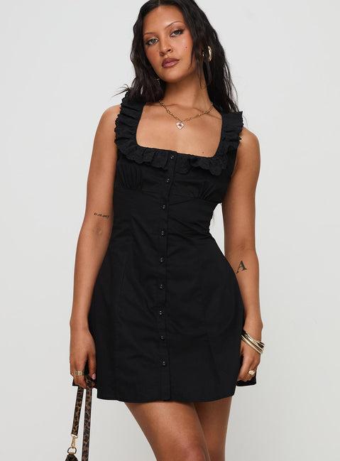 Oliveah Frill Mini Dress Black Petite Product Image