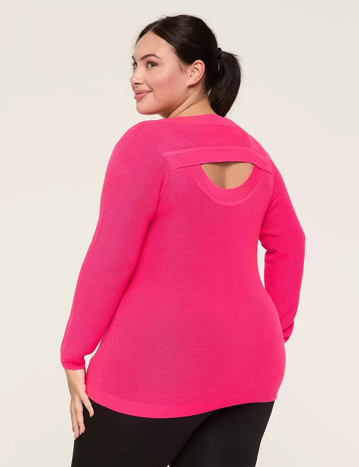 LIVI Boatneck Cutout-Back Rib Sweater Product Image