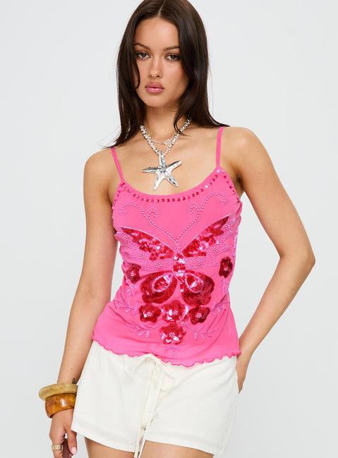 Start Of Summer Sequin Top Pink Product Image