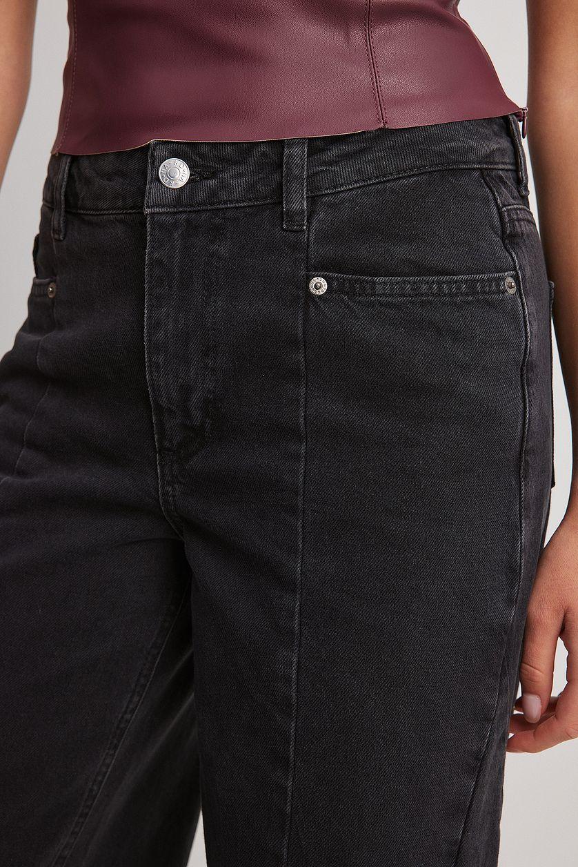 Mid Waist Seam Detail Denim Product Image
