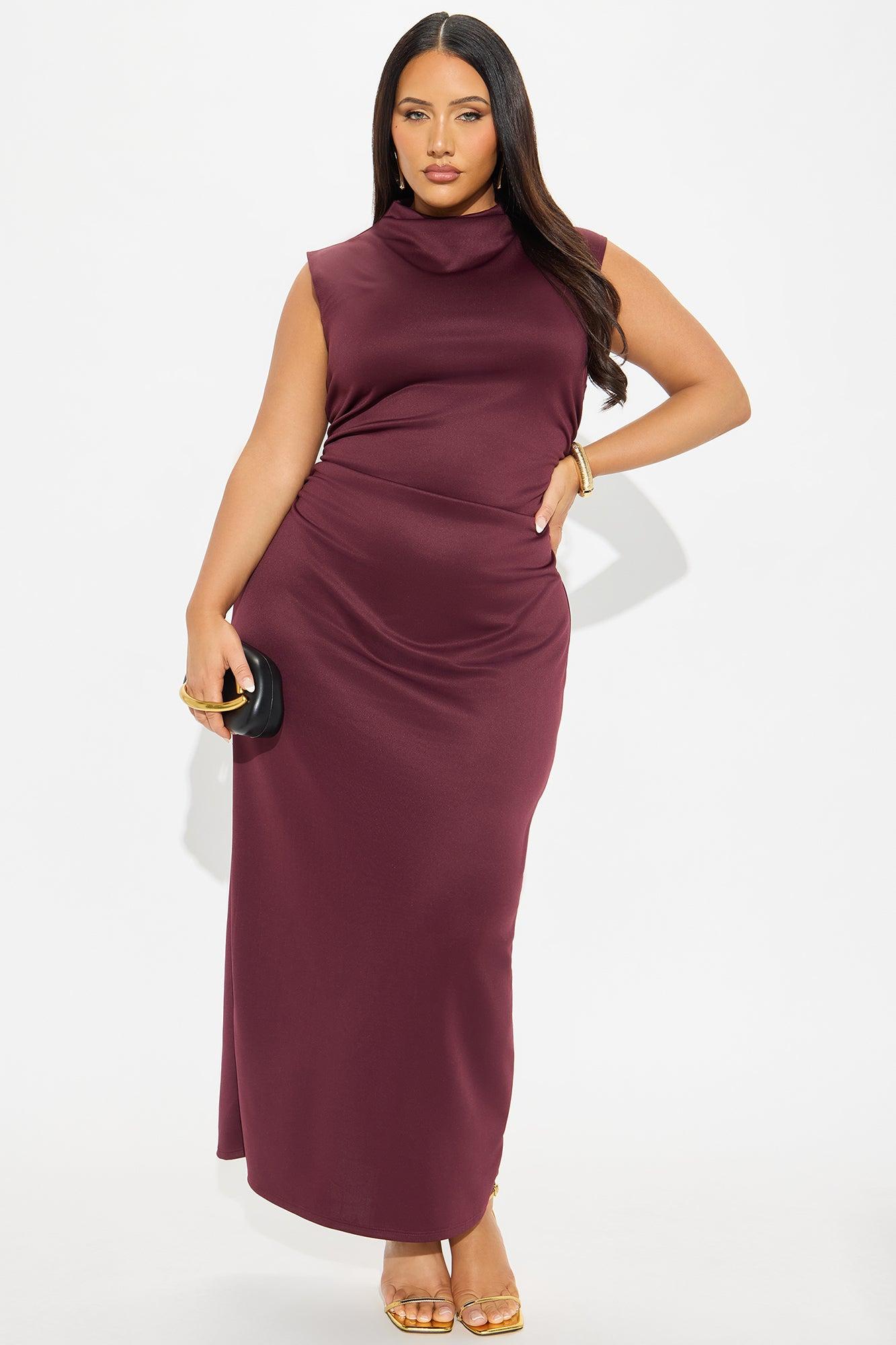 Adeline Mock Neck Maxi Dress - Plum Female Product Image