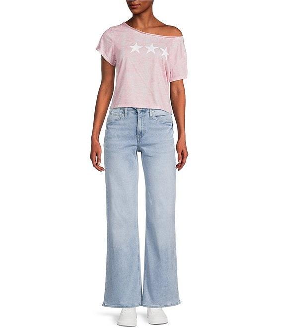 Originality Camo Star Graphic Off The Shoulder Short Sleeve T-Shirt Product Image