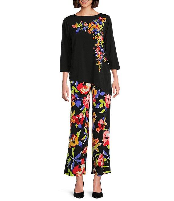 Slim Factor by Investments Spring Bloom Print No Waist Straight Leg Pants Product Image