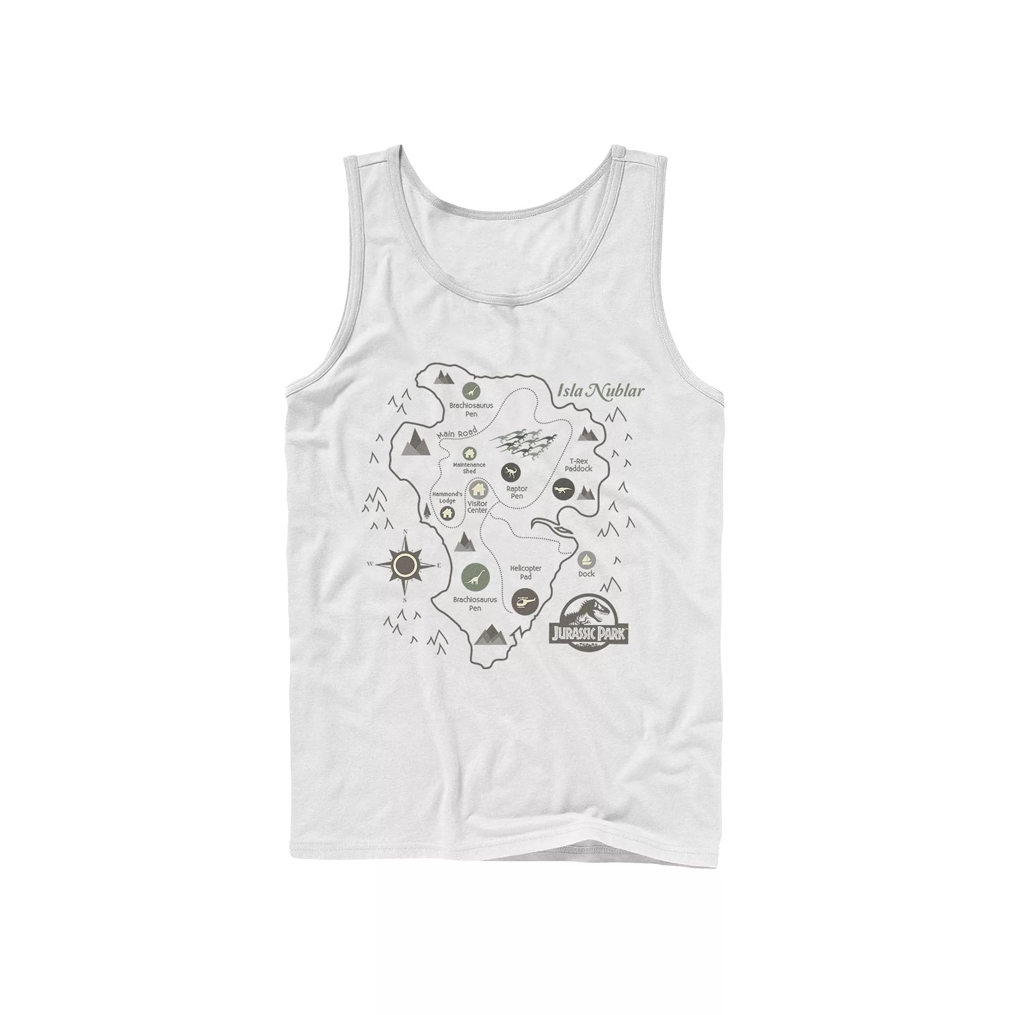 Men's Jurassic Park Map Birds Eye View Graphic Tank Top,  Product Image
