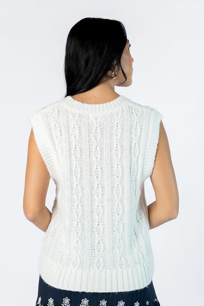 Weather It Together Ivory Cable Knit Sweater Vest FINAL SALE Product Image