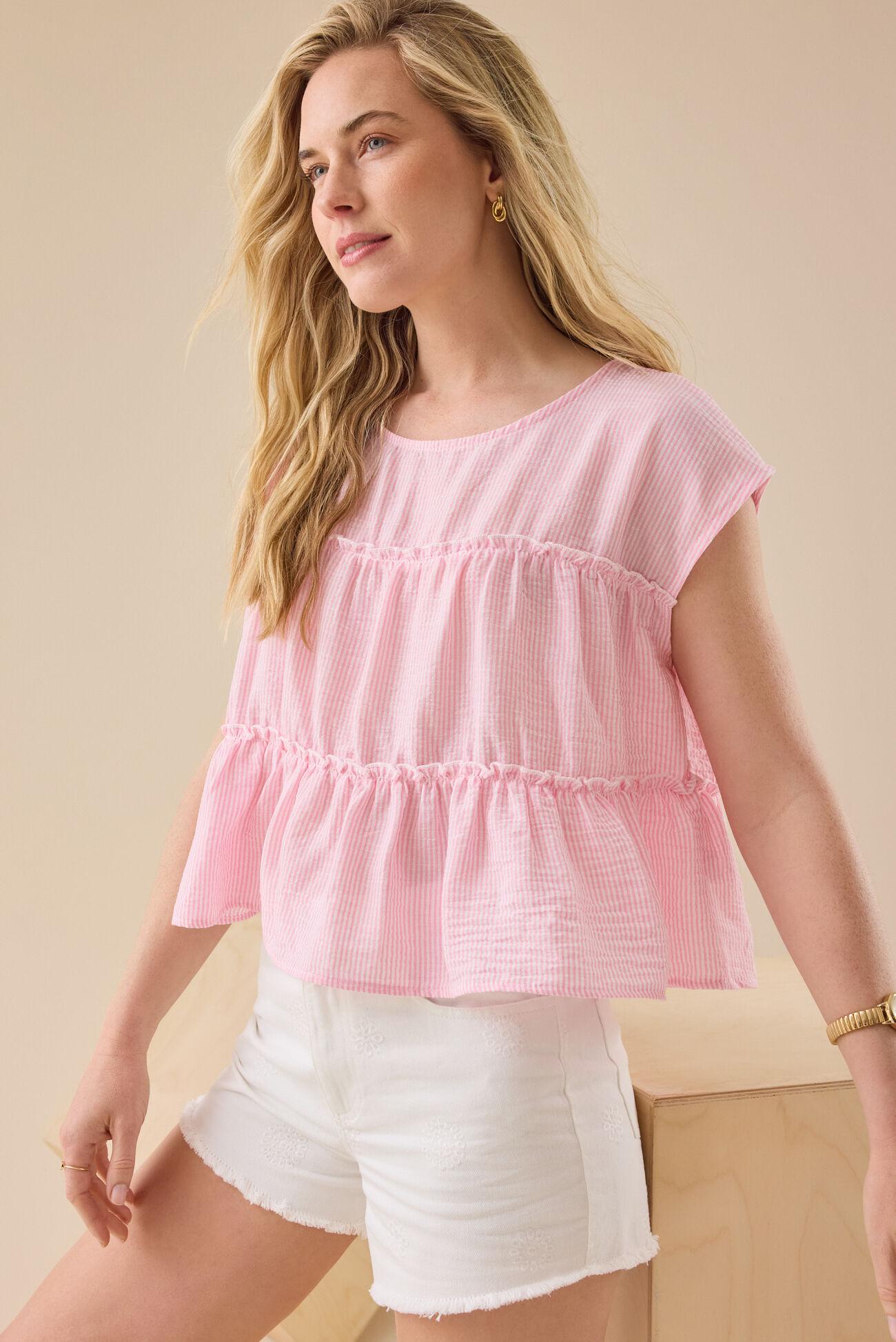 Matalyn Stripe Tiered Babydoll Top Product Image