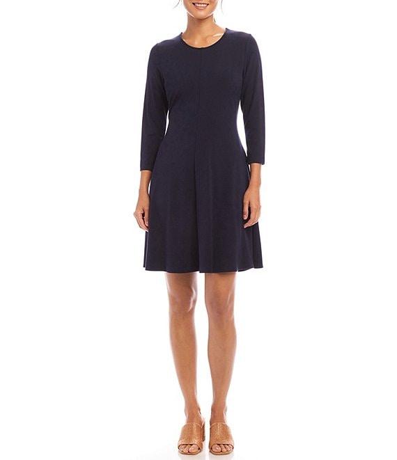 Karen Kane Scoop Neck 3/4 Sleeve Fit & Flare Dress Product Image