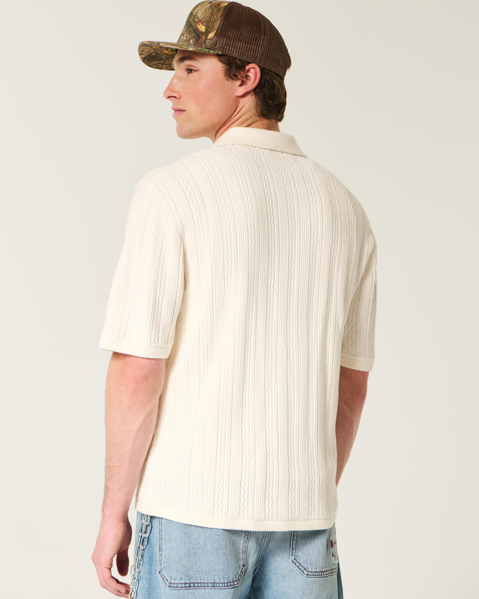 Boxy Short-Sleeve Sweater Polo Product Image