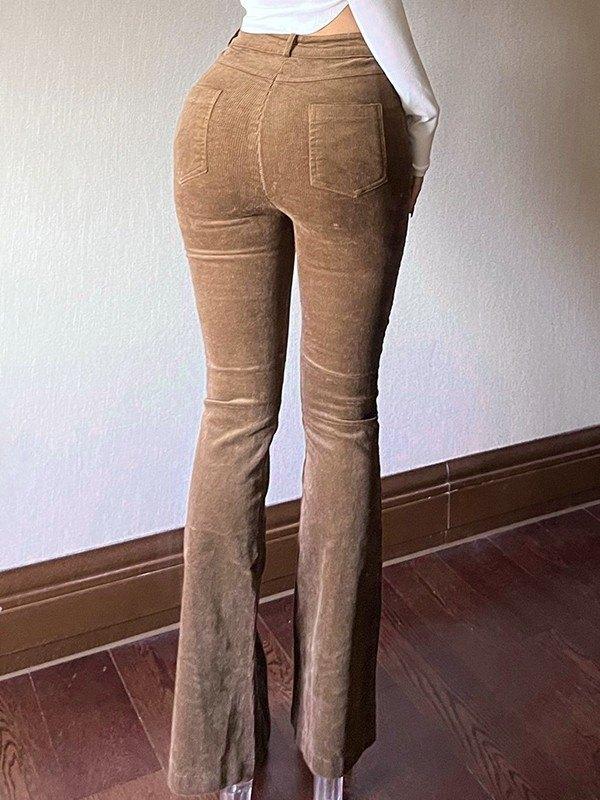 Vintage Brown Corduroy Flare Leg Pants Product Image