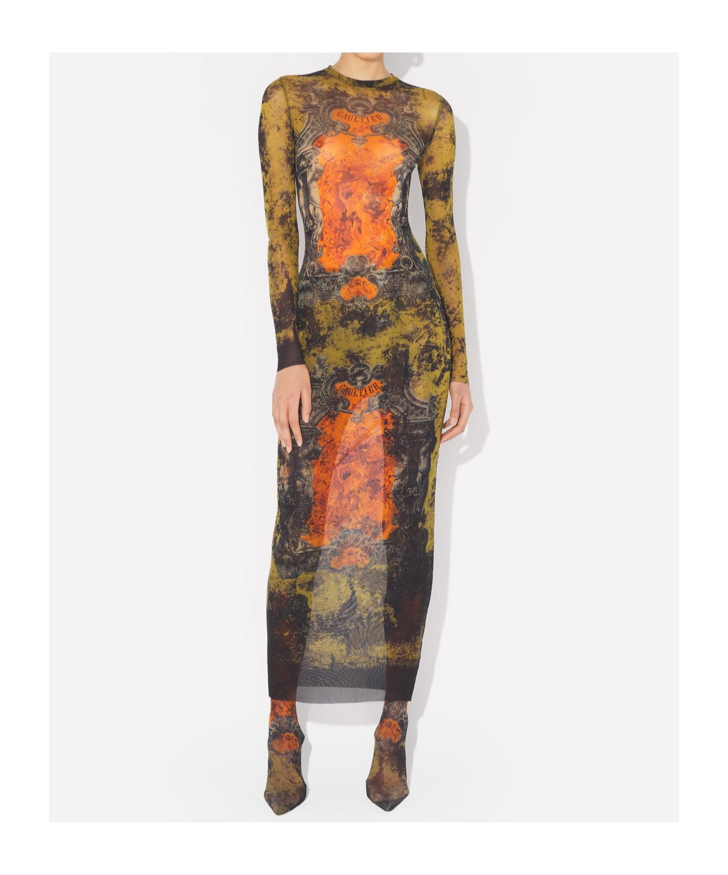 JEAN PAUL GAULTIER Graphic Print Full-length Dress With Long Sleeves In Black Product Image