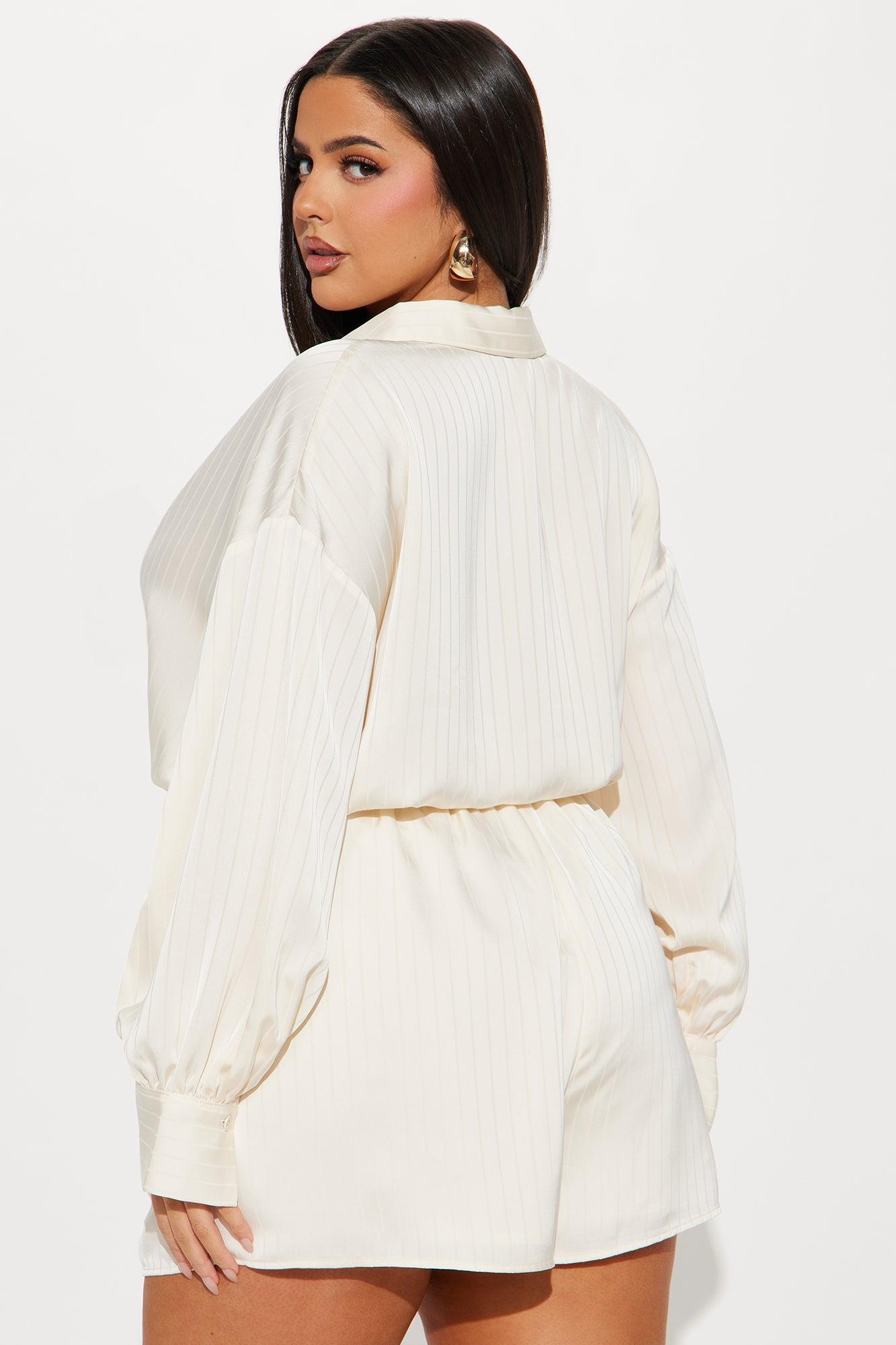 Sonya Satin Romper - Ivory Product Image