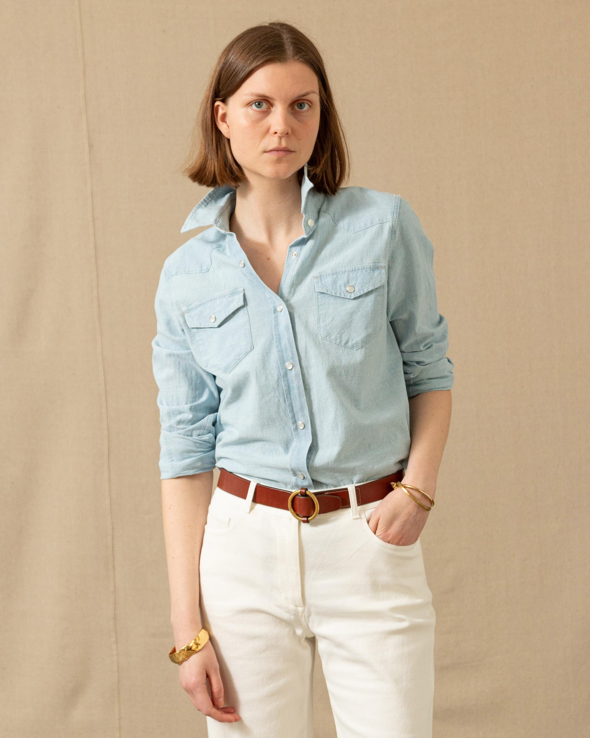 Women's Western Shirt in Chambray Product Image