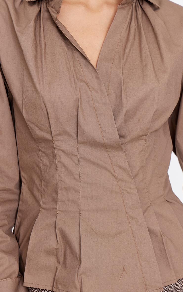 Mocha Asymmetric Cinched Shirt Product Image