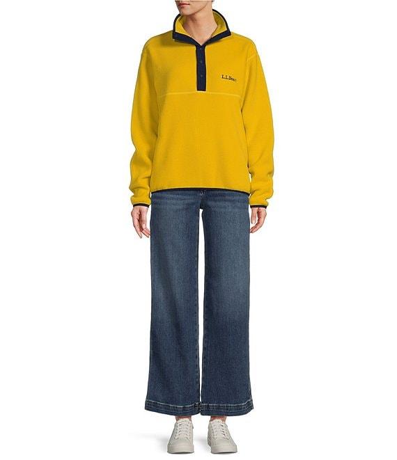 L.L.Bean Bean's Classic Fleece Stand Collar Long Sleeve Stretch Binding Side Pocket Snap Placket Pullover Product Image