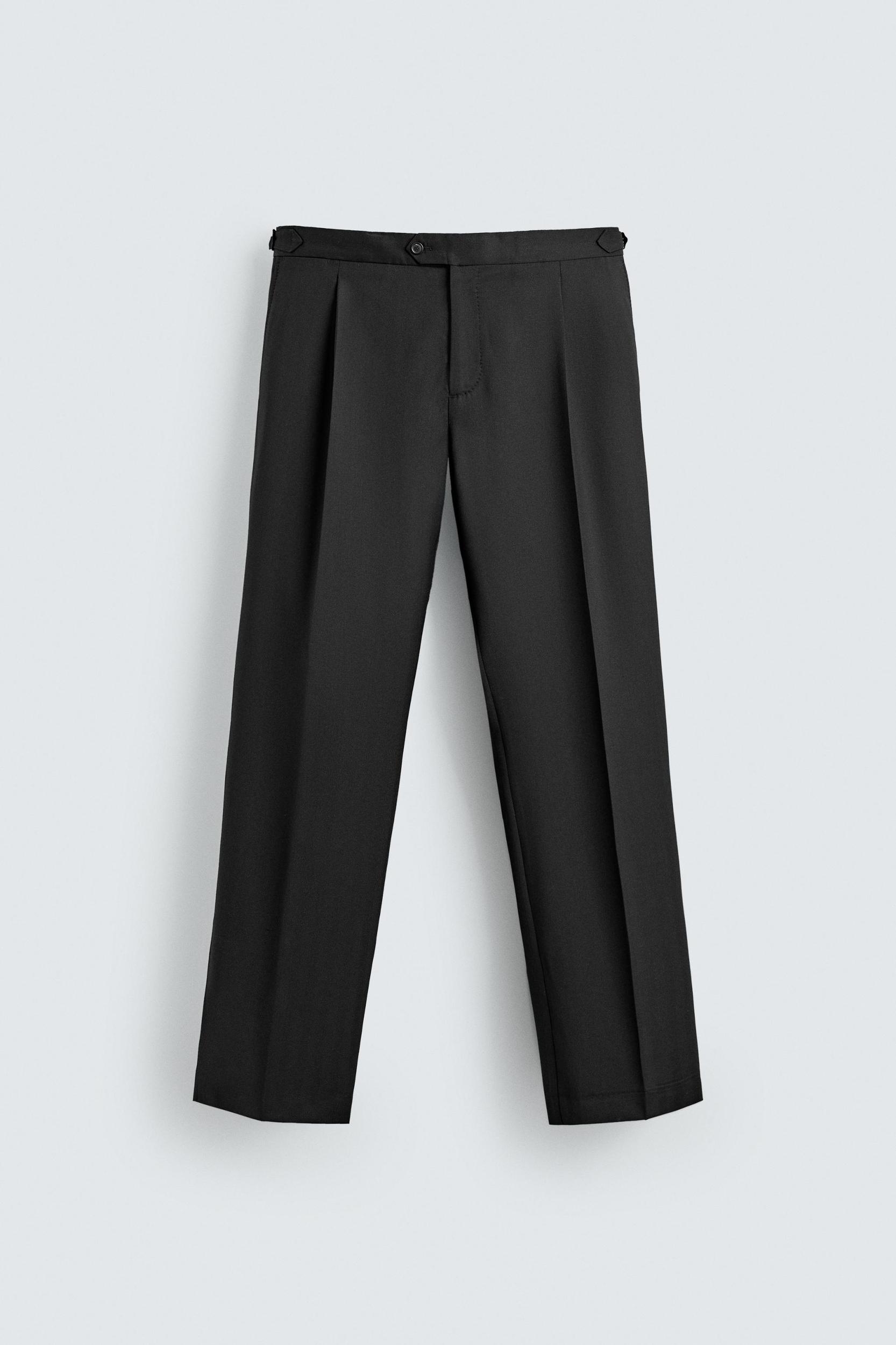 100% WOOL PLEATED SUIT PANTS Product Image