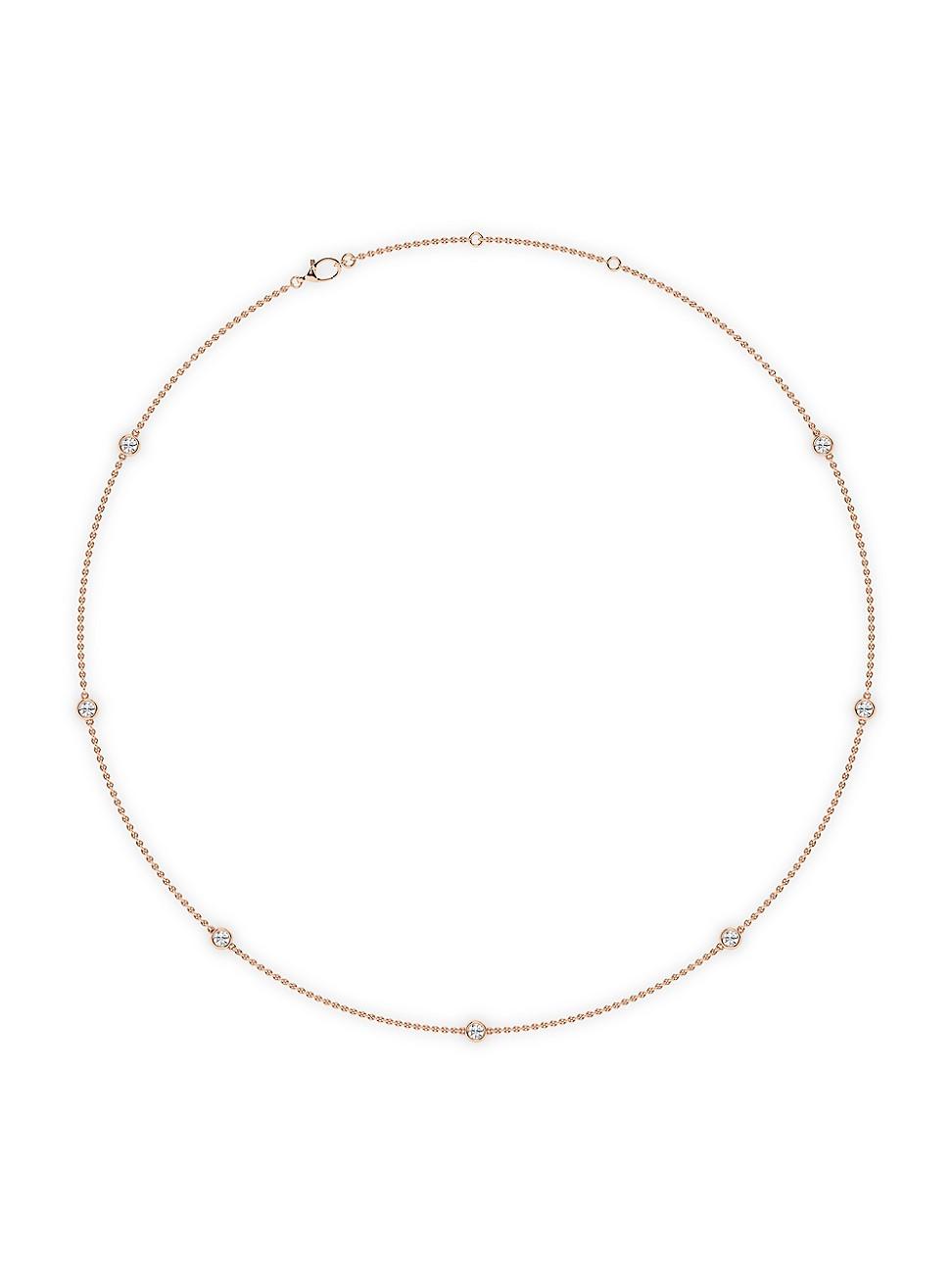 Womens 14K Rose Gold & 14-Diamond Station Necklace/0.70-2.10 TCW Product Image