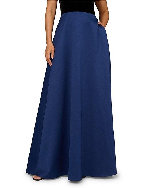 Aidan Mattox Halter Deep V-Neck Satin Velvet A-Line Gown Product Image