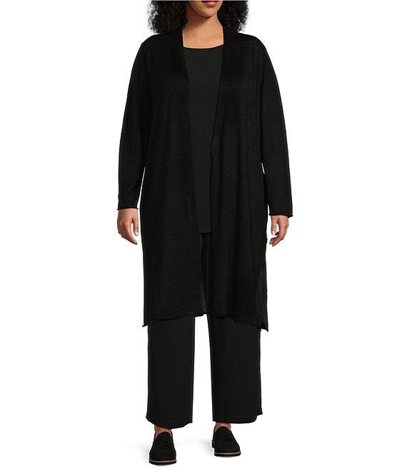 Eileen Fisher Plus Textured Matte Silk Bateau Neck Sleeveless Top Product Image