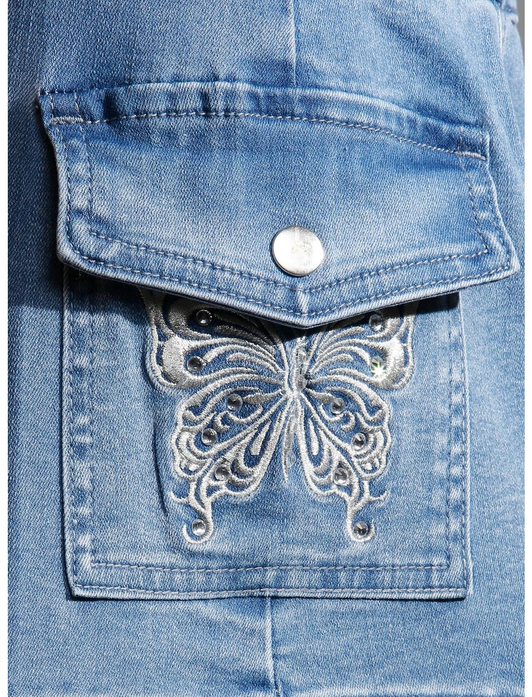 Sweet Society® Butterfly Rhinestone Denim Mini Skirt Product Image