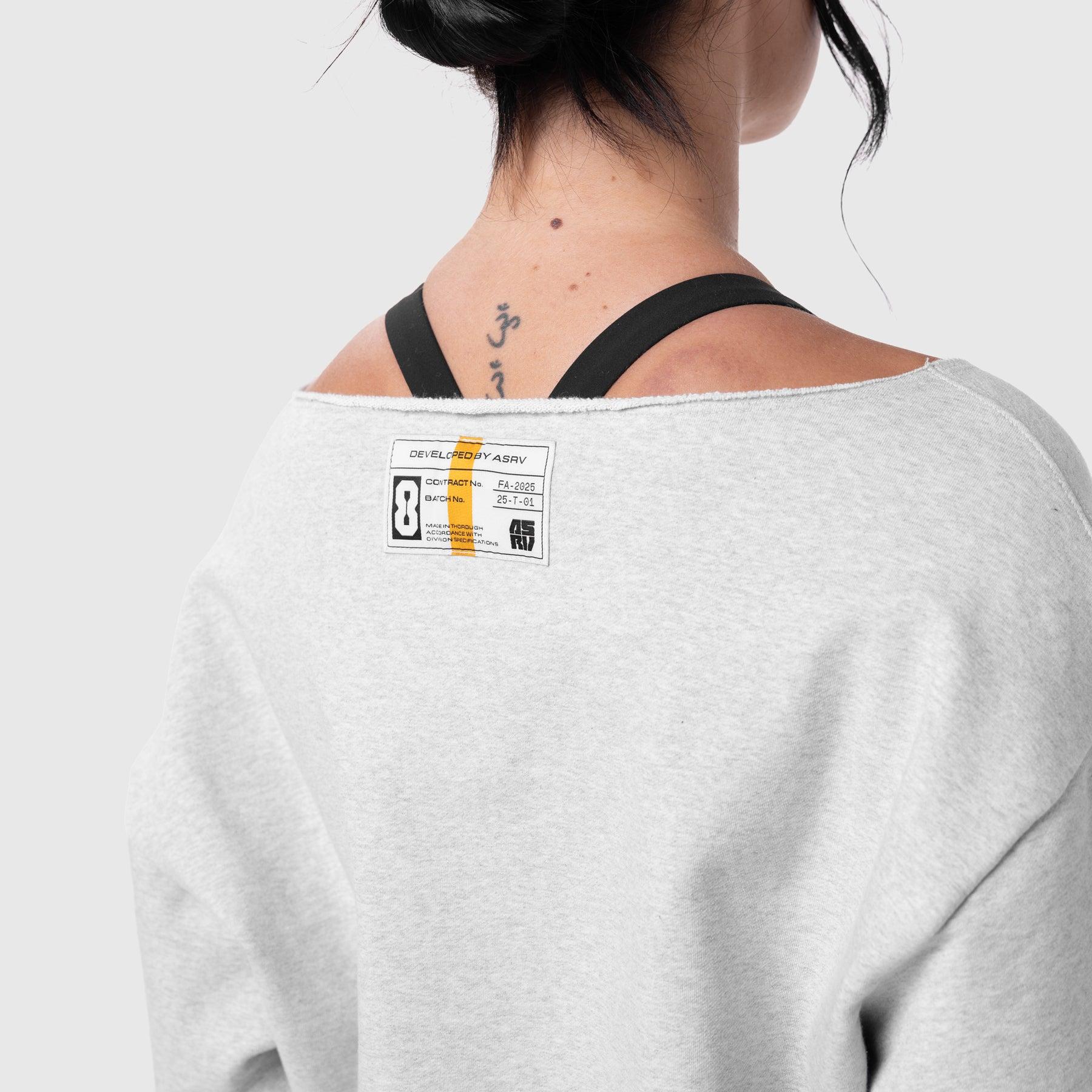 W049. Raw Hem Oversized Crewneck - Heather Grey Product Image