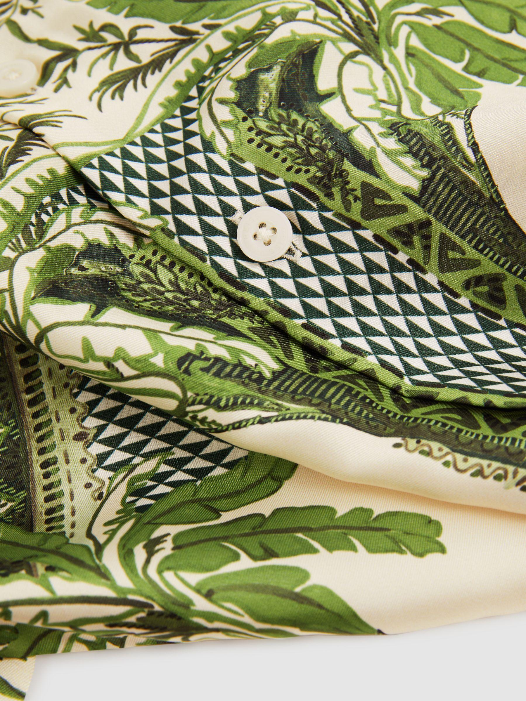 Lulu Bright Green Relaxed Palm Print Cuban Collar Shirt Product Image