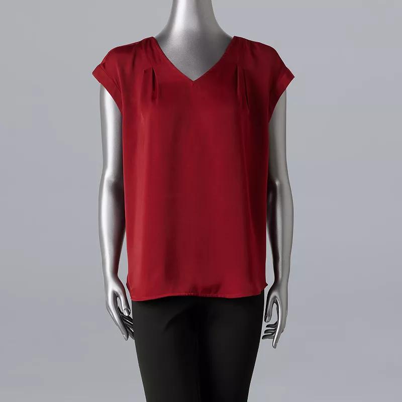Women's Simply Vera Vera Wang V-Neck Top, Size: Small, Opulent Red Product Image