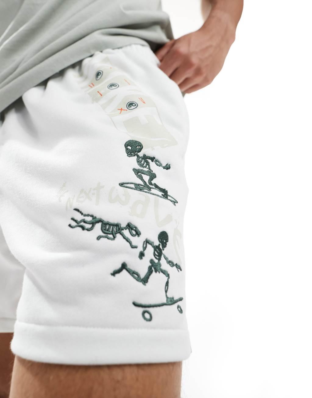 Nike club skeleton skate shorts in white Product Image