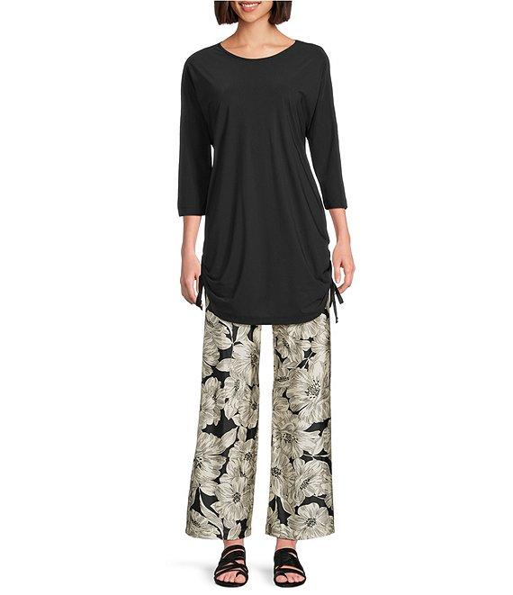 Bryn Walker Vanya Microfiber Jersey Round Neck 3/4 Sleeve Ruched Side Tunic Product Image