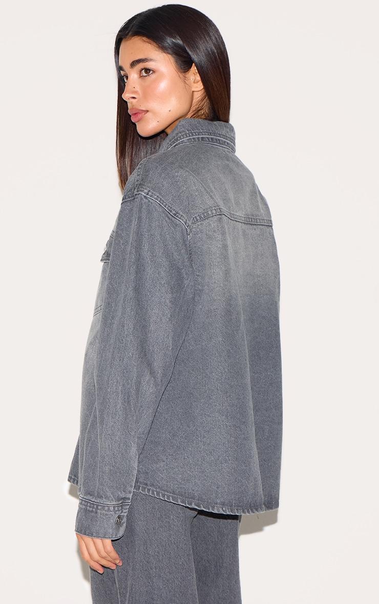 Grey Boxy Fit Denim Shirt Product Image