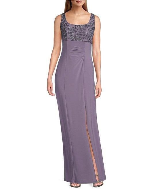 Alex Evenings Embroidered Floral Stretch Tulle Scoop Neck 3/4 Sleeve 2-Piece Jacket Dress Product Image