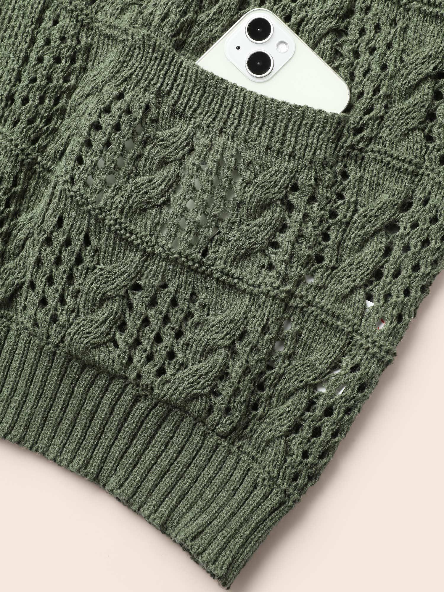 Textured Cable Knit Pocket Cardigan Female Product Image