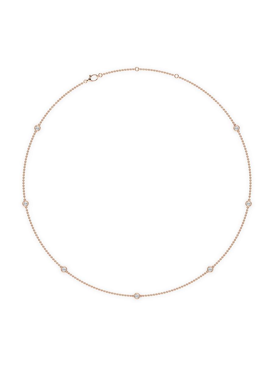 Womens 14K Rose Gold & 7-Diamond Station Necklace/0.70-2.10 TCW Product Image