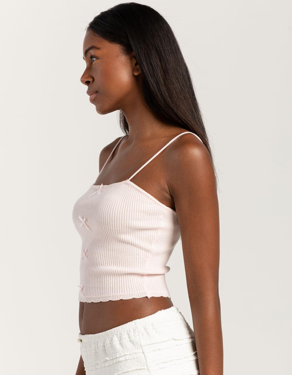 FULL TILT Ribbon Womens Rib Cami - PINK Product Image