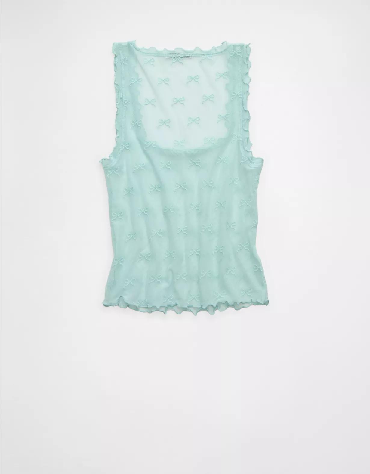 AE Square Neck Bow Mesh Tank Top Product Image