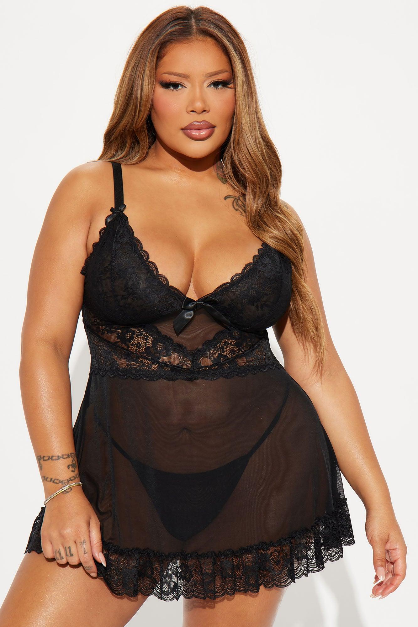 Think About Me Lace Babydoll - Black Product Image