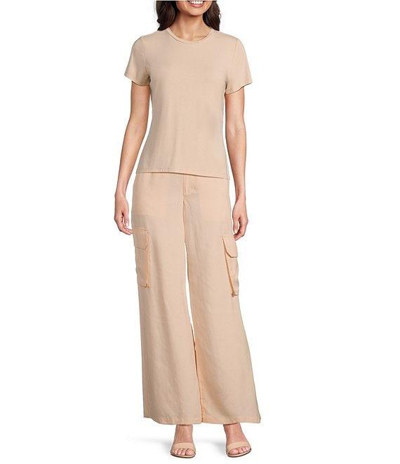 Alex Marie Ellen Crew Neck Short Sleeve Coordinating Jersey Knit Shirt Product Image