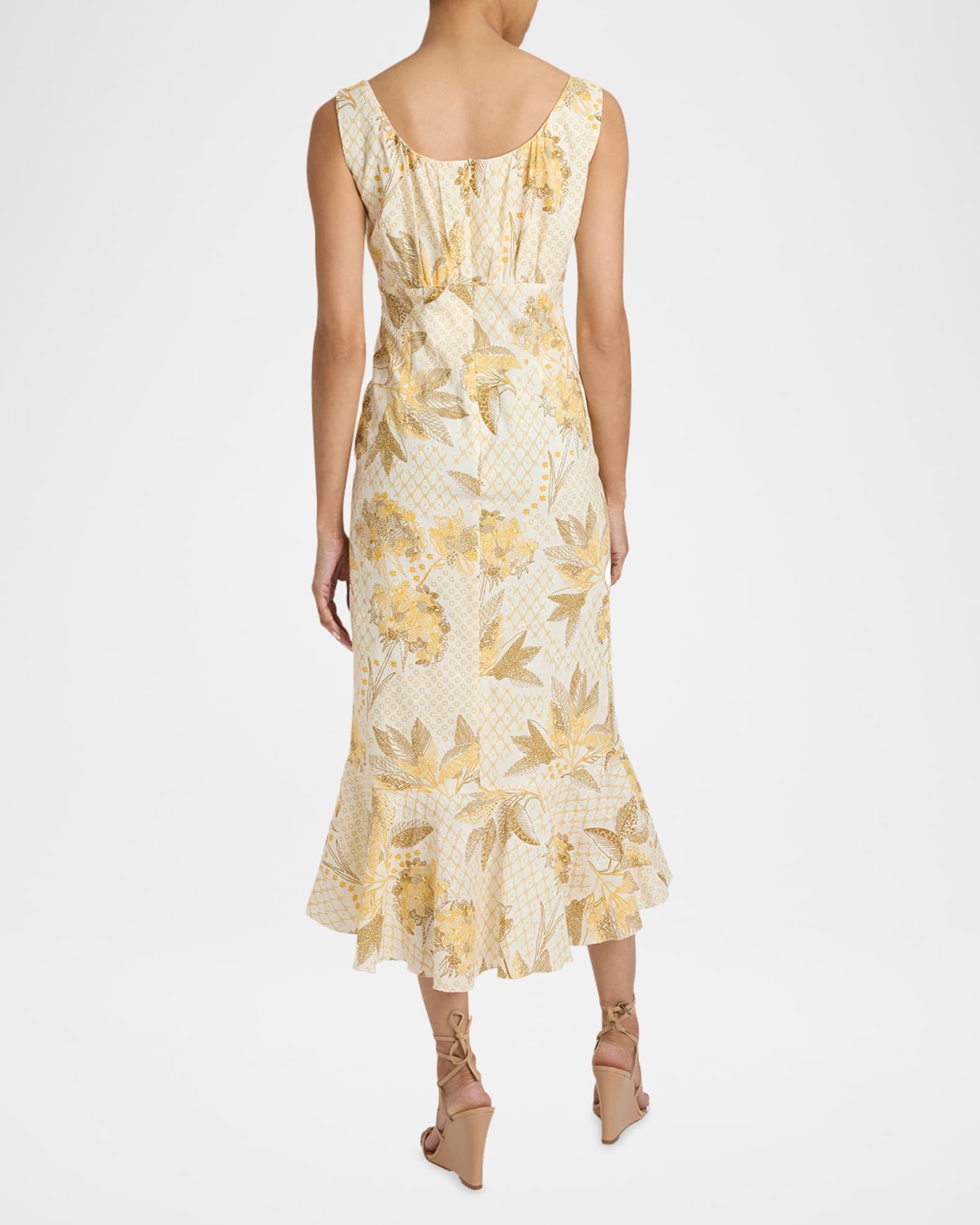 Rina Flounce Cotton Cloque Midi Dress Product Image