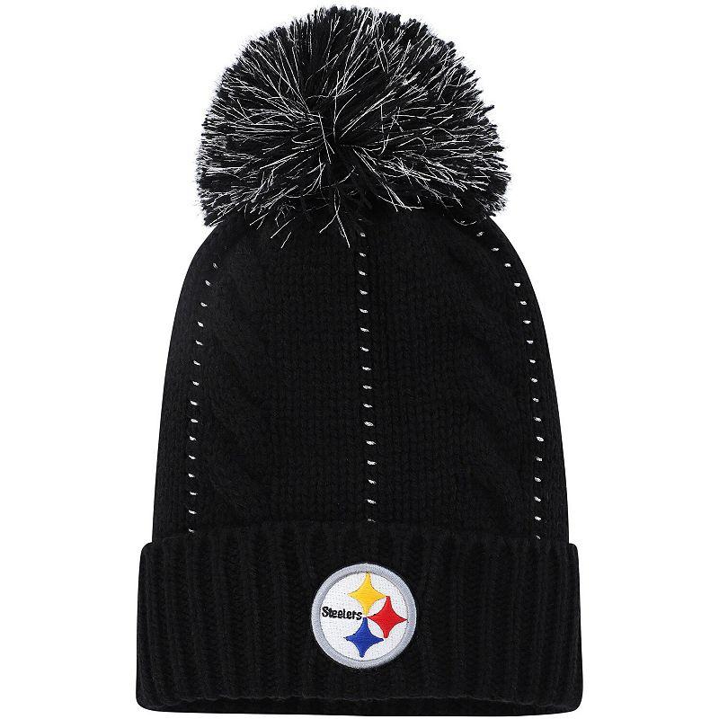 Women's '47 Black Pittsburgh Steelers Bauble Cuffed Knit Hat with Pom Product Image