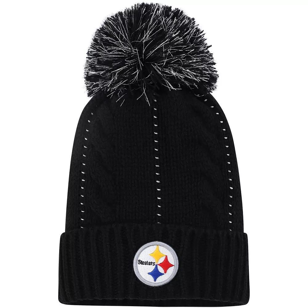Women's '47 Black Pittsburgh Steelers Bauble Cuffed Knit Hat with Pom Product Image