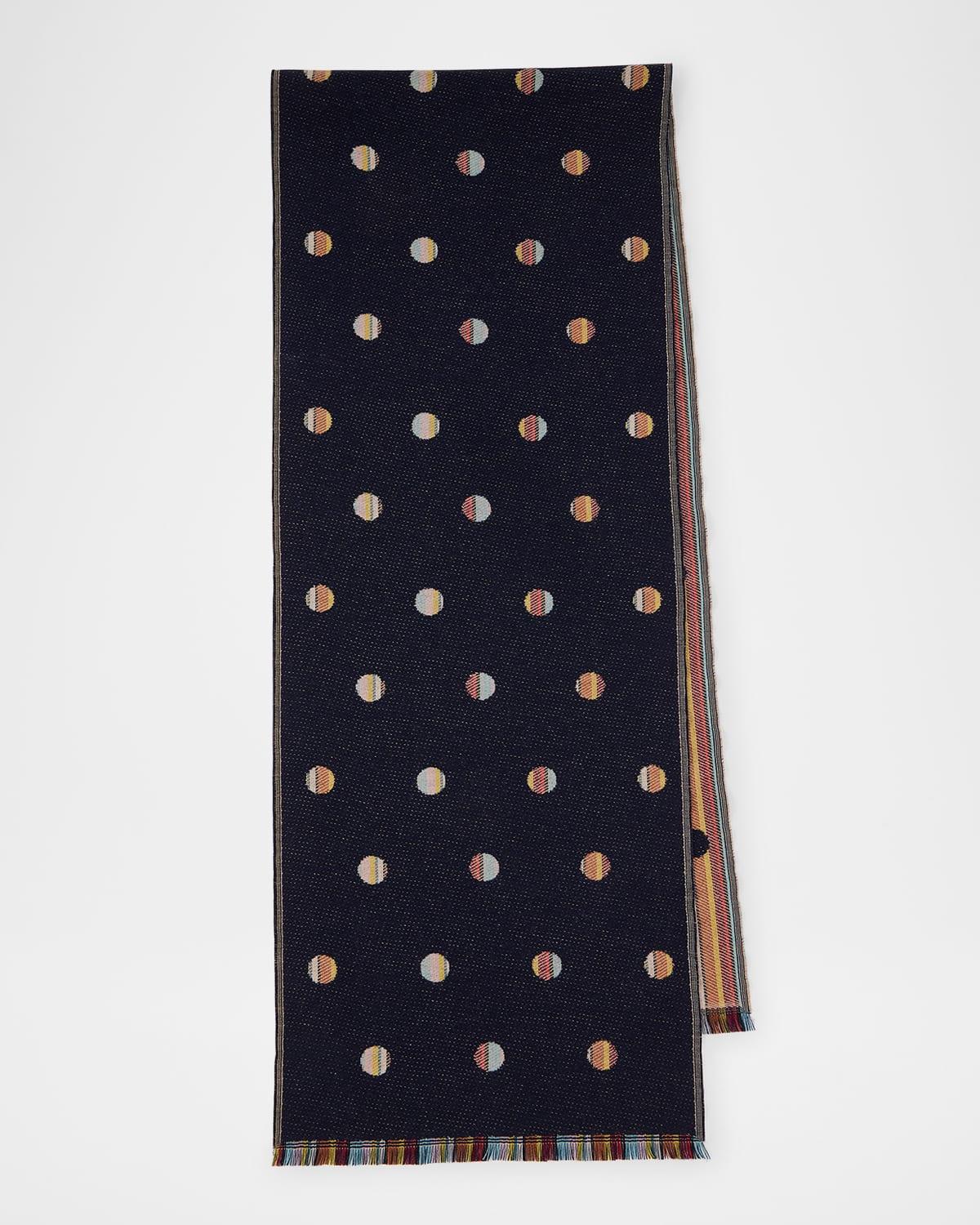 Mens Wool Reversible Stripe Polka Dot Scarf Product Image