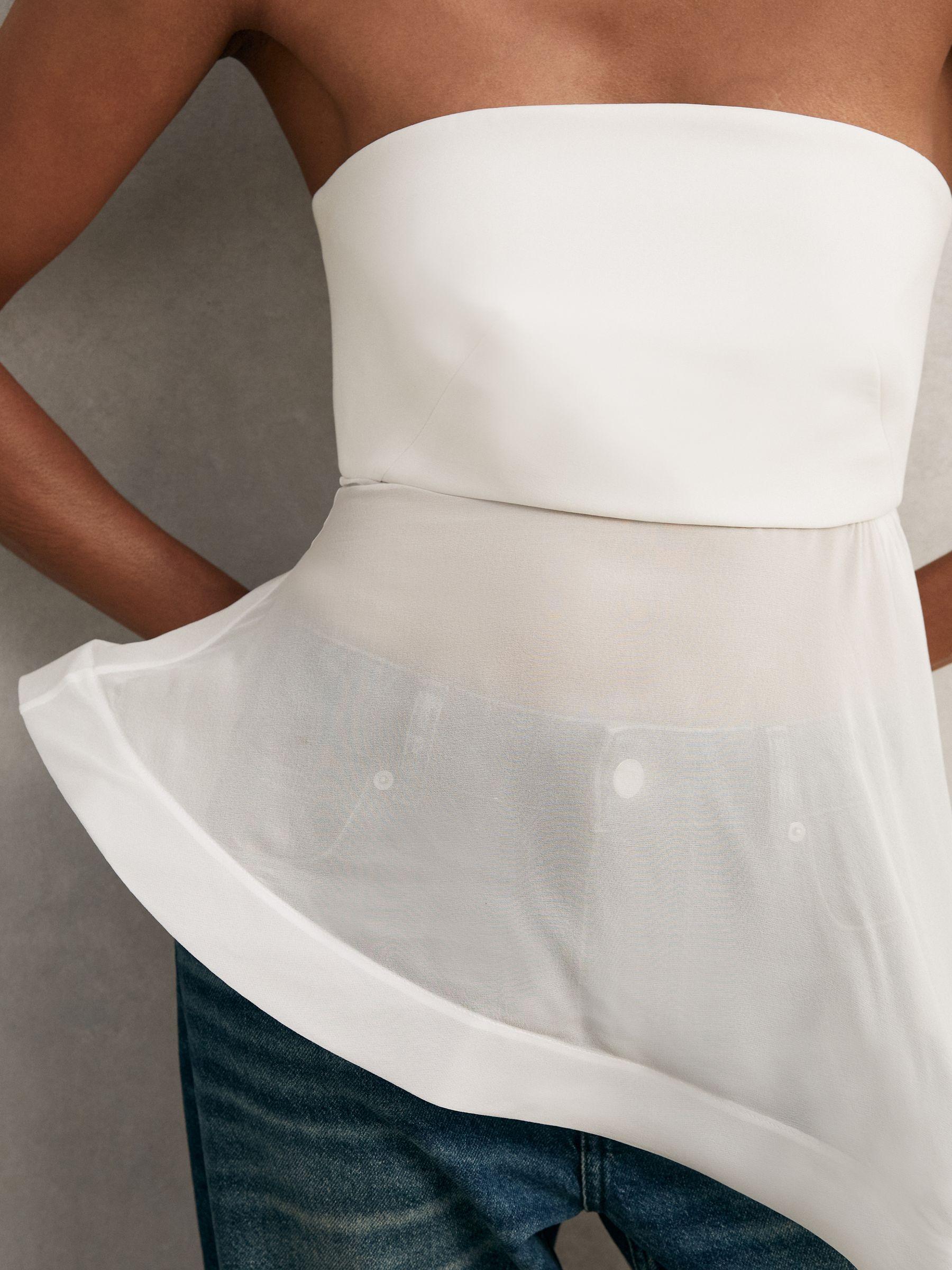 Silk Asymmetric-Ruffle Bandeau Top in Ivory Product Image