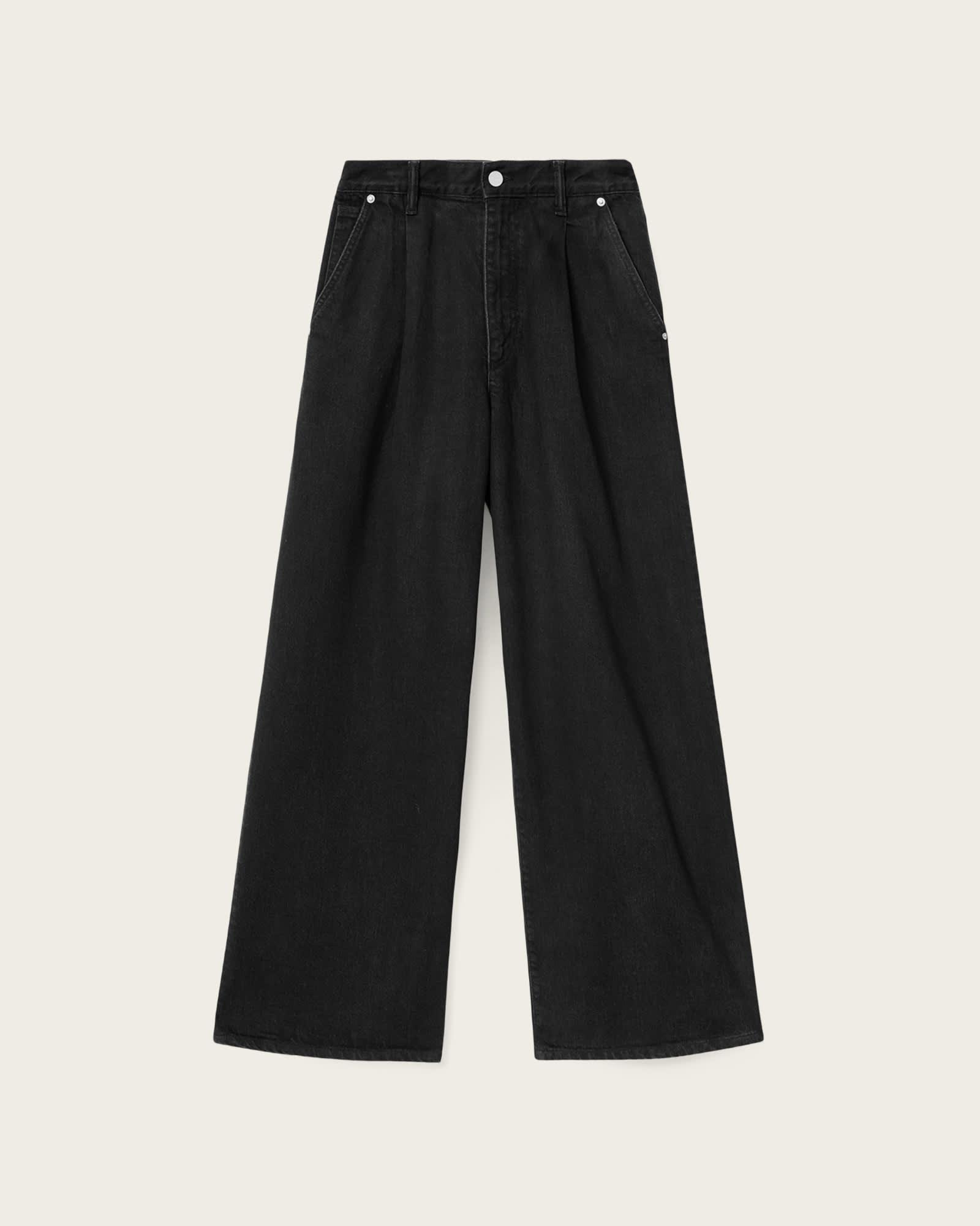 Haze Pleated Wide Leg Jeans Washed Black | ALLSAINTS US Product Image