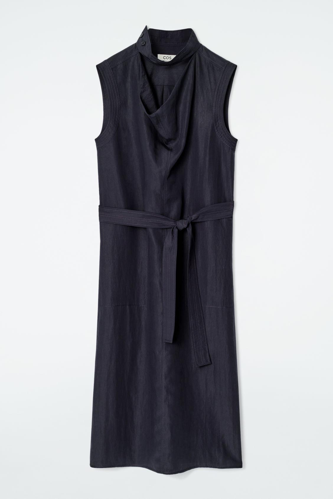 CUTOUT COWL-NECK MIDI DRESS Product Image
