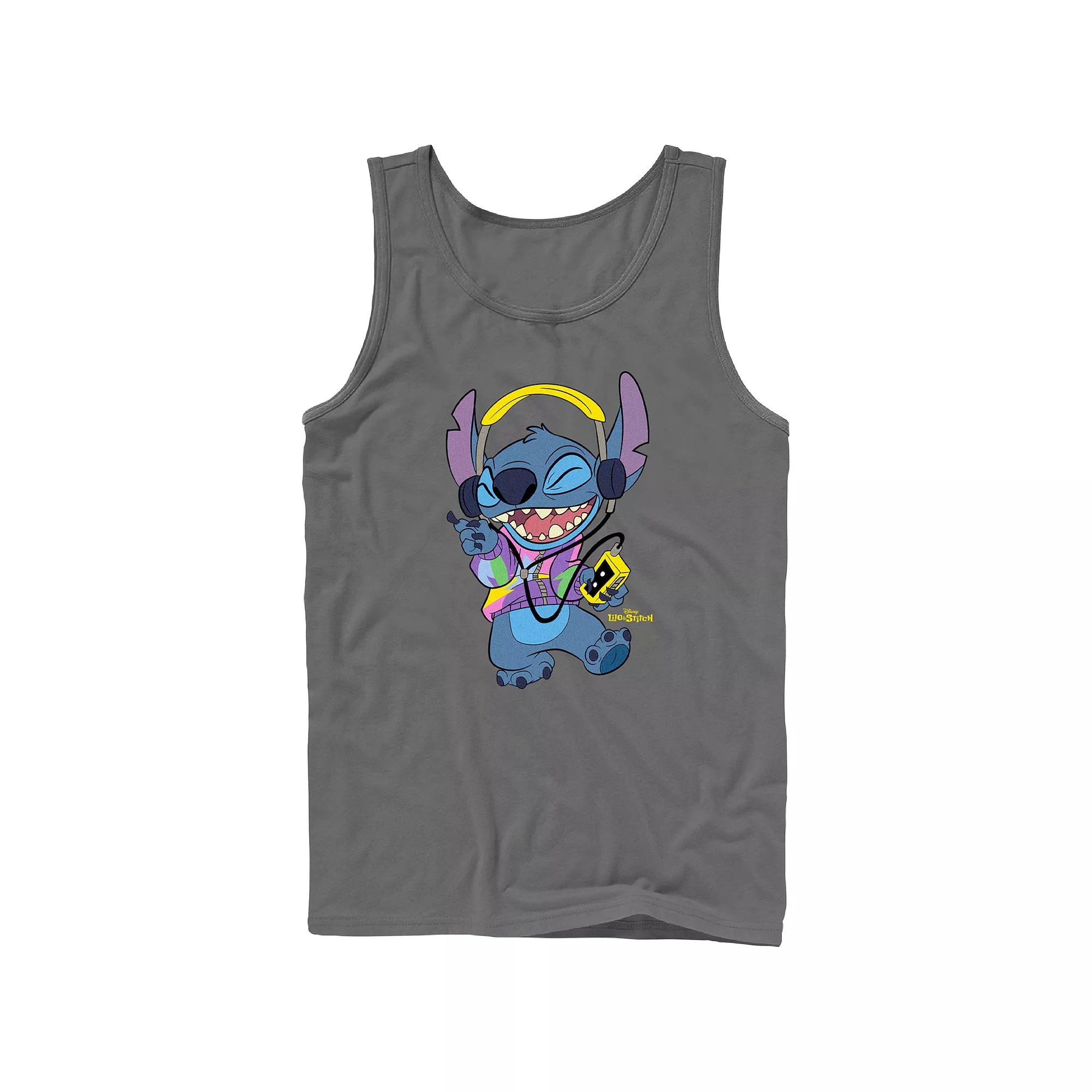 Disney's Lilo & Stitch Men's Cool Rockin Stitch Graphic Tank Top, Size: XL, Grey Product Image
